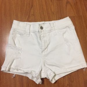 White Hollister High Waisted Distressed Shorts